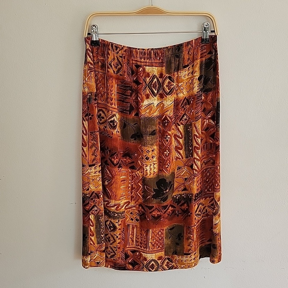 Notations Vintage Skirt‎ Small Rayon Pull On Boho Earthy Southwestern Tropical
